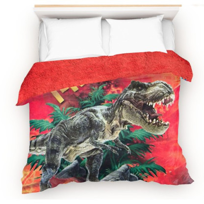 Cobertor- edredón DINOSAURIO T-REX con borrega, Matrimonial