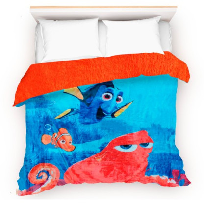 Cobertor- edredón BUSCANDO A NEMO-DORY con borrega, Matrimonial